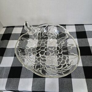 Large Vintage Clear Glass Grape Bunch Shape Bowl  9.5" X 13" Serving Display